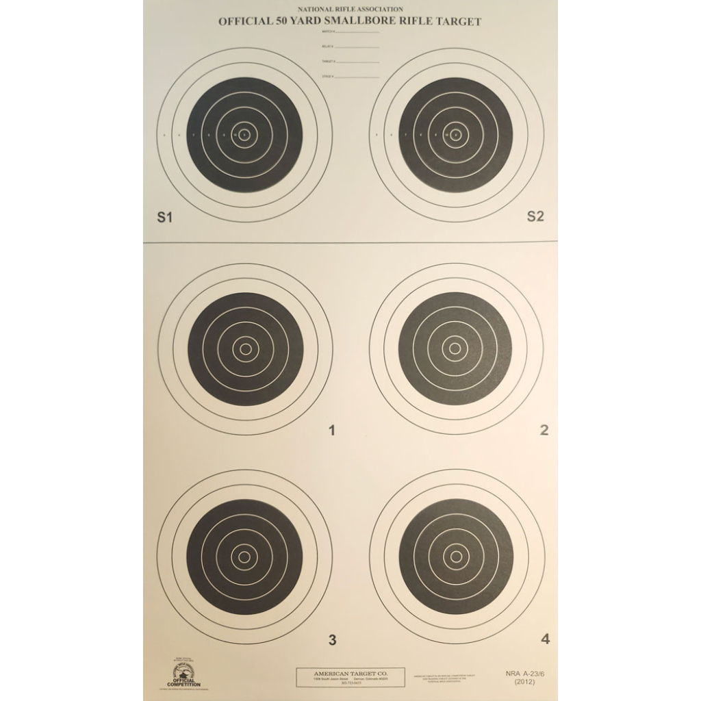 Small Single Target Target A23/5 50 Yard Small Bore 5 Bullseye Tournament NRA - Freeland's ...