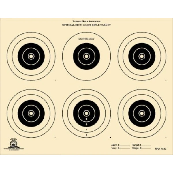 Target A32 50 Foot Light Rifle Small Bore 6 Bullseye NRA Indoor ...