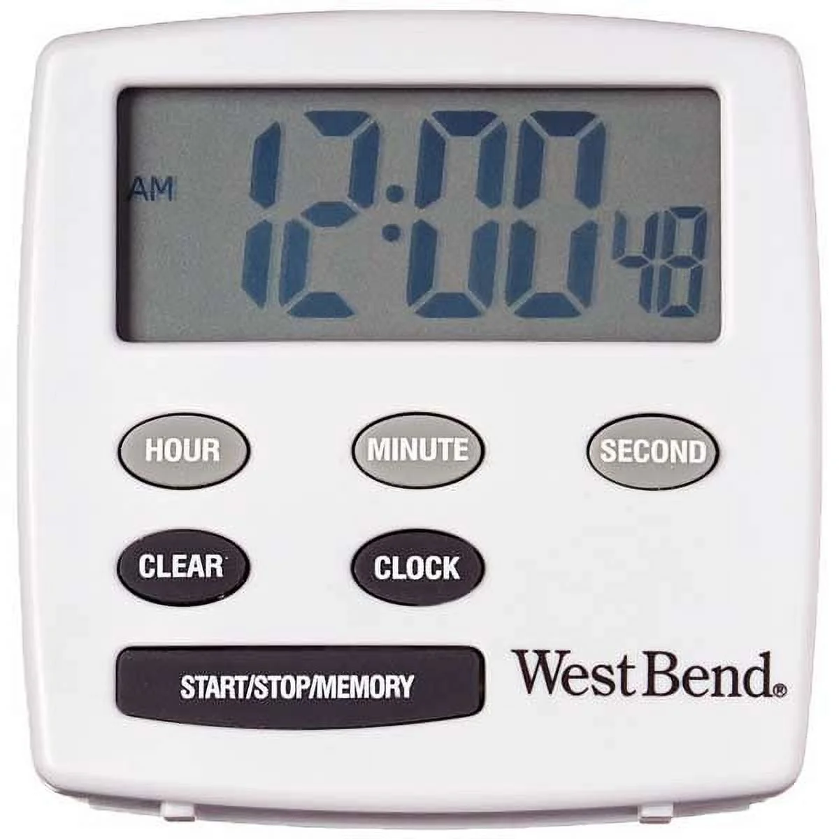 Westbend Timer Clock with Digital Display, in White (40055)