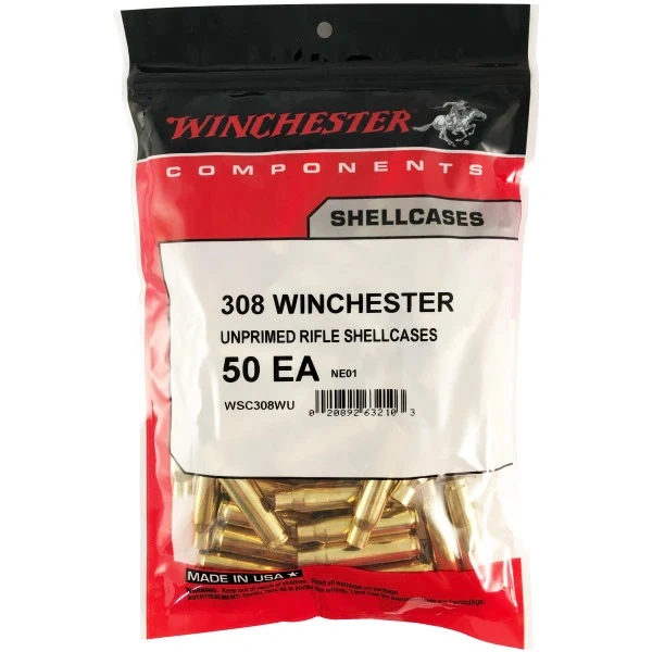 Winchester 308 Unprimed Rifle Brass 50 Count
