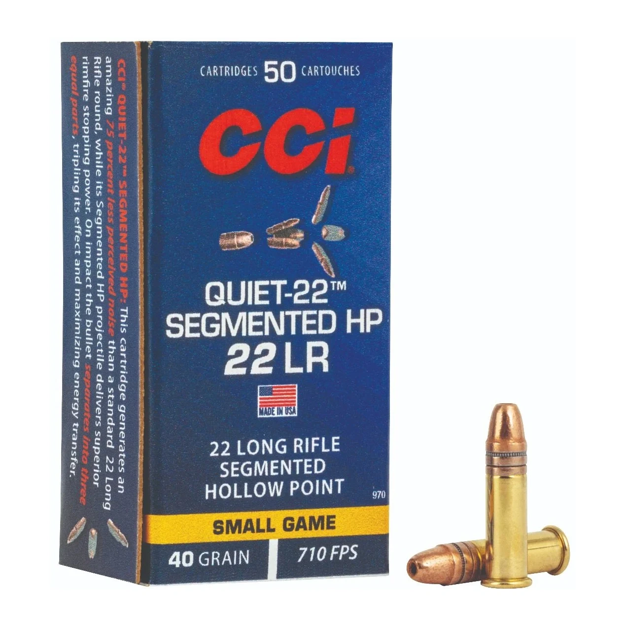 CCI Quiet 22 SEGMENTED HP LR 40gr. Ammunition Box 50