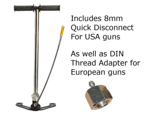 PCP / CA Handpump 4500psi 8mm quick disconnect + DIN adapter