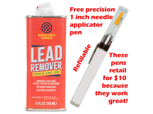 Shooter’s Choice Lead Remover 4oz can with nozzle + Free Pen