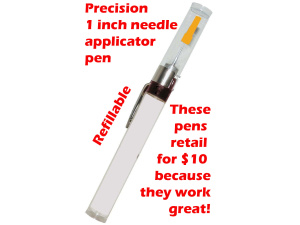Precision 1" Needle Applicator Pen for Oils and Solvents Refillable